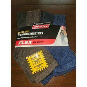 Dickies Dri Tech Crew Performance Work Socks  Sz 6-12 NEW 6 Pair Blue Green Gold